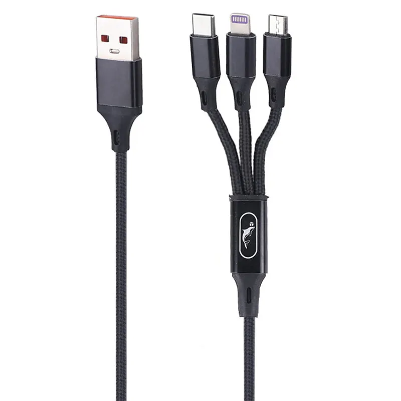 کابل سه سر فست شارژ 2.4 آمپر اسکای دلفین S63E طول 1.2 متر